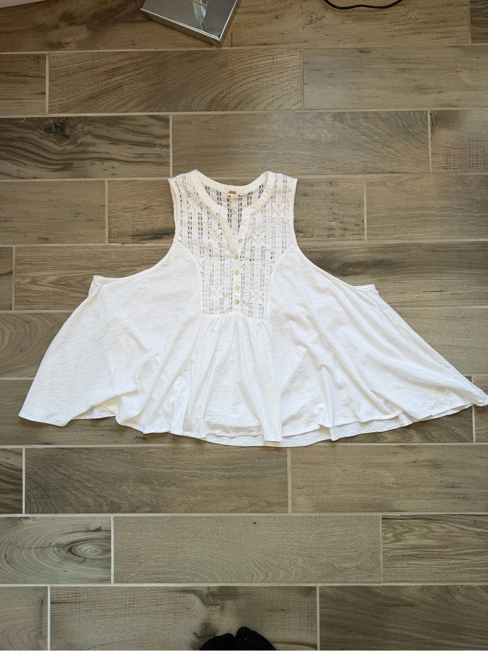 Cottagecore Free People sun-kissed ivory tank top NWT size L - Picture 2 of 11